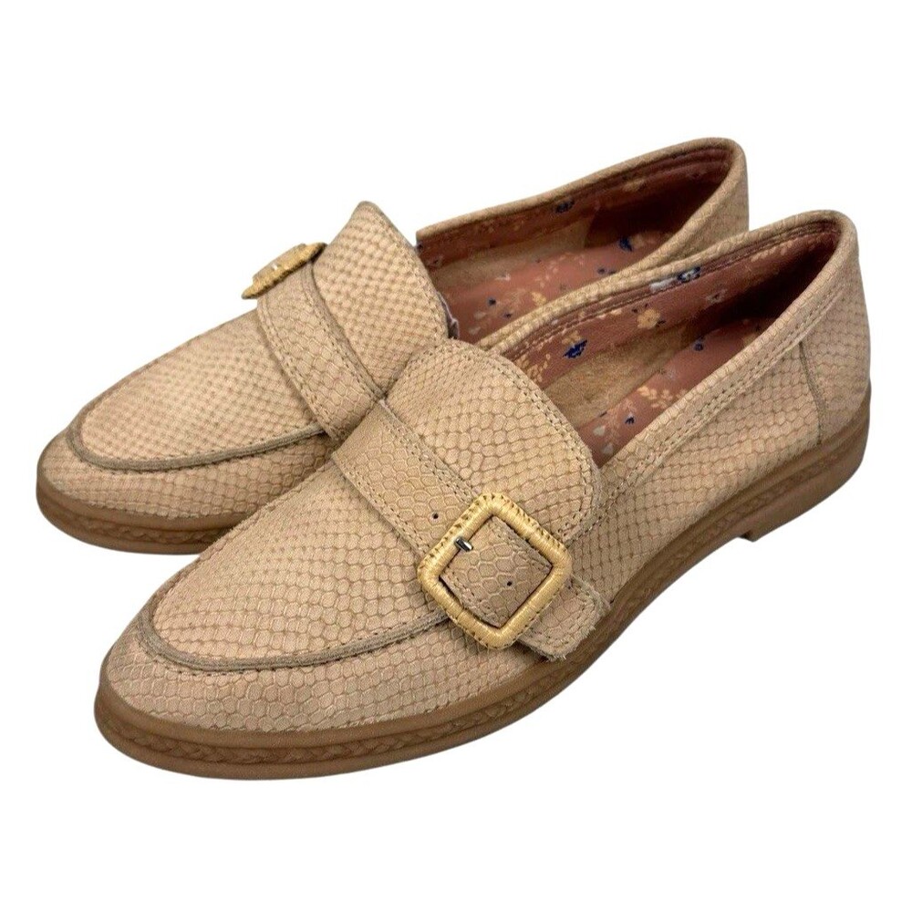 LUCKY BRAND Loafter Size 8M RYEDRA Taupe Beige Leather Preppy‎ Academia Slip-On
